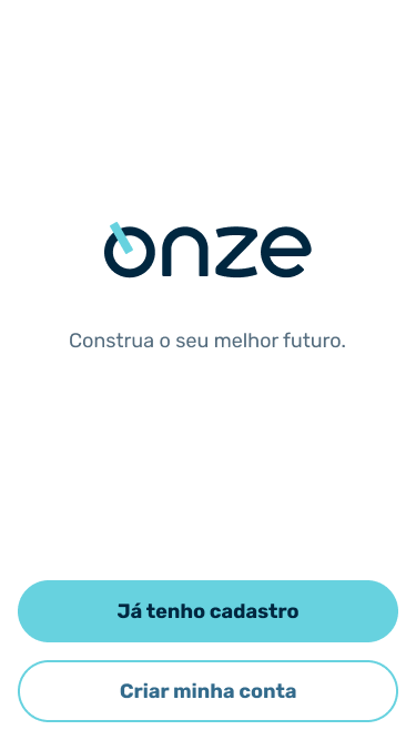 App Onze — tela de boas-vindas